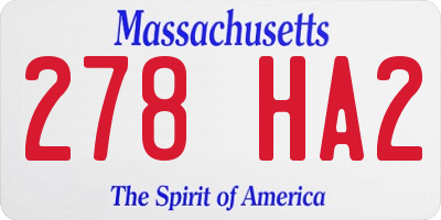 MA license plate 278HA2