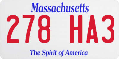 MA license plate 278HA3