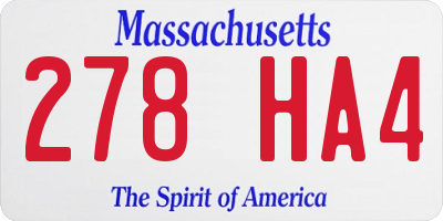 MA license plate 278HA4