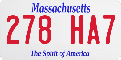 MA license plate 278HA7