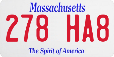MA license plate 278HA8