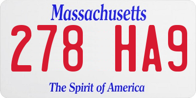MA license plate 278HA9
