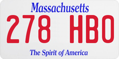 MA license plate 278HB0