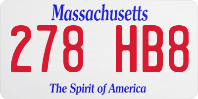 MA license plate 278HB8