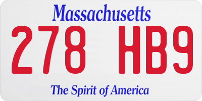 MA license plate 278HB9