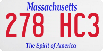 MA license plate 278HC3