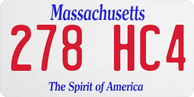 MA license plate 278HC4