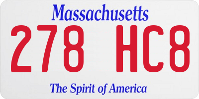 MA license plate 278HC8