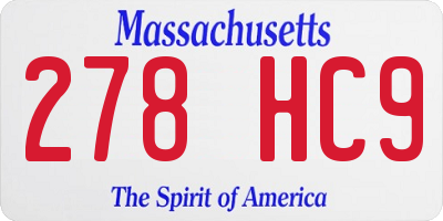 MA license plate 278HC9