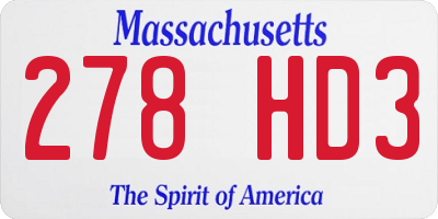 MA license plate 278HD3