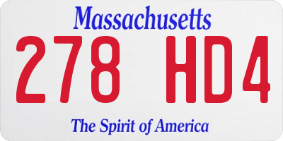 MA license plate 278HD4