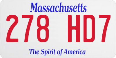 MA license plate 278HD7