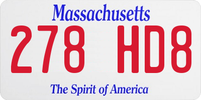 MA license plate 278HD8
