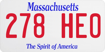MA license plate 278HE0
