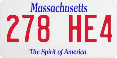 MA license plate 278HE4