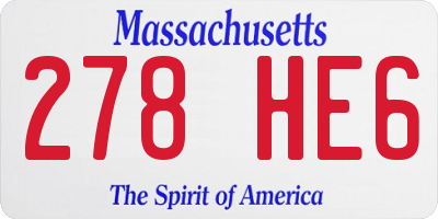 MA license plate 278HE6