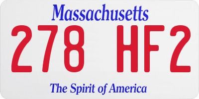 MA license plate 278HF2