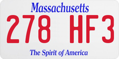 MA license plate 278HF3