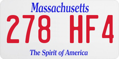 MA license plate 278HF4