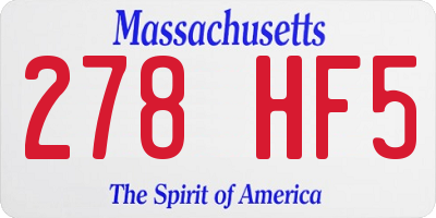 MA license plate 278HF5