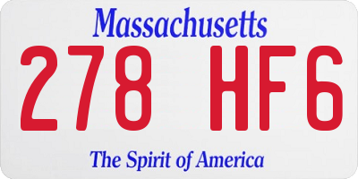 MA license plate 278HF6