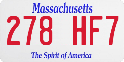 MA license plate 278HF7