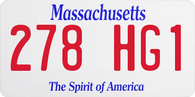 MA license plate 278HG1