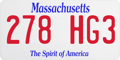 MA license plate 278HG3