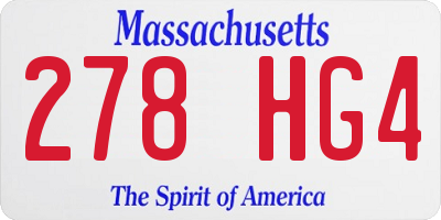 MA license plate 278HG4