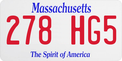 MA license plate 278HG5
