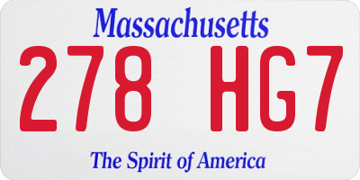 MA license plate 278HG7