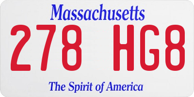 MA license plate 278HG8