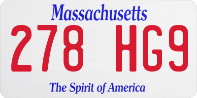 MA license plate 278HG9