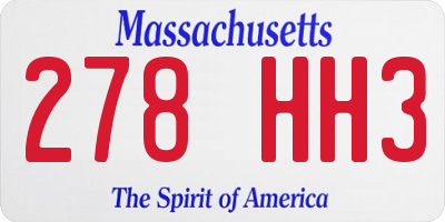 MA license plate 278HH3
