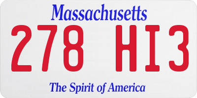 MA license plate 278HI3