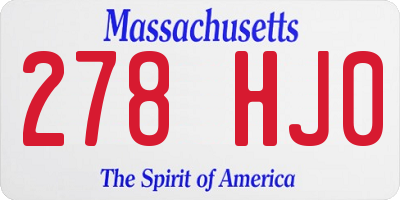 MA license plate 278HJ0