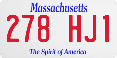 MA license plate 278HJ1