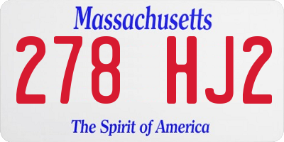 MA license plate 278HJ2