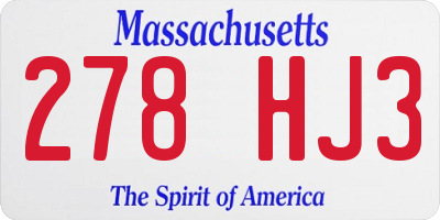 MA license plate 278HJ3