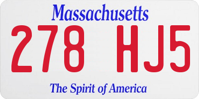 MA license plate 278HJ5