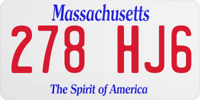 MA license plate 278HJ6
