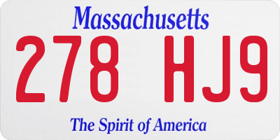 MA license plate 278HJ9