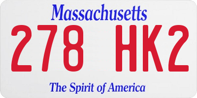 MA license plate 278HK2