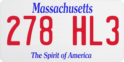 MA license plate 278HL3