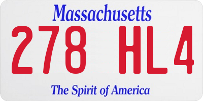 MA license plate 278HL4