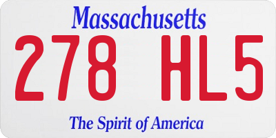 MA license plate 278HL5