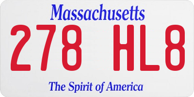 MA license plate 278HL8