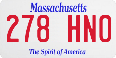 MA license plate 278HN0