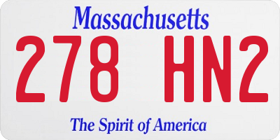 MA license plate 278HN2