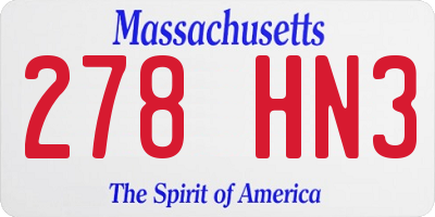 MA license plate 278HN3